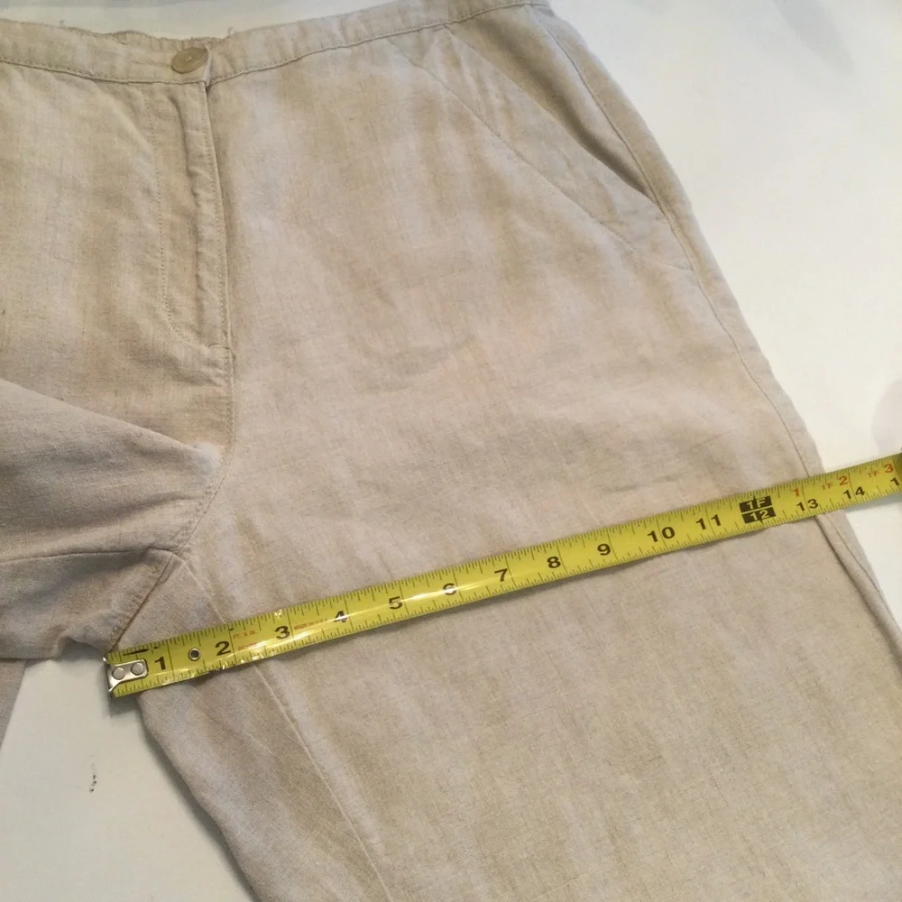 L.L.Bean Beige Wide Legged Linen Pants Size 12 - Picture 10 of 11
